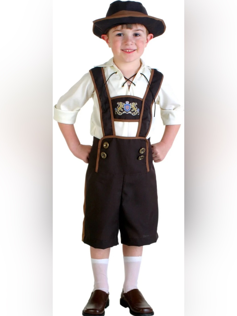 Kids 2T Brown and Cream Oktoberfest Costume with Hat
